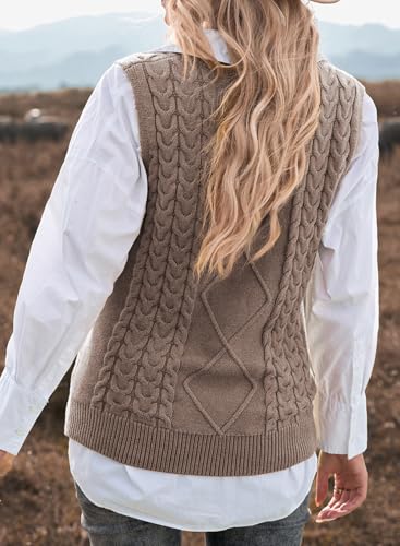 Image of EVALESS Oversized Sweater Vest for Women V Neck Sleeveless Solid Color Loose Pullover Sweater