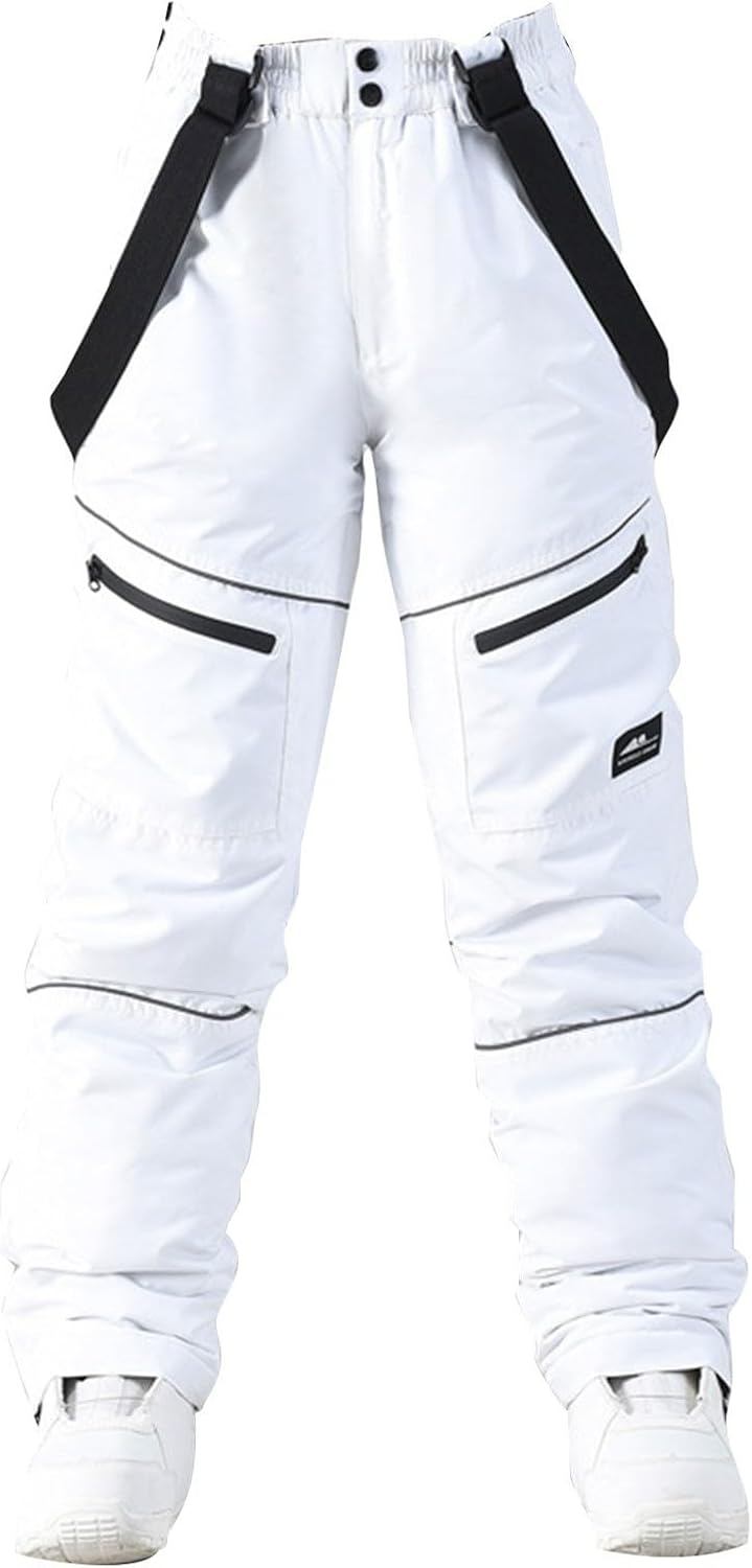 Womens Ski Snow Bibs Pants Denim Winter Insulated Waterproof Windproof Overalls Outdoor Adjustable Snowboarding Pants