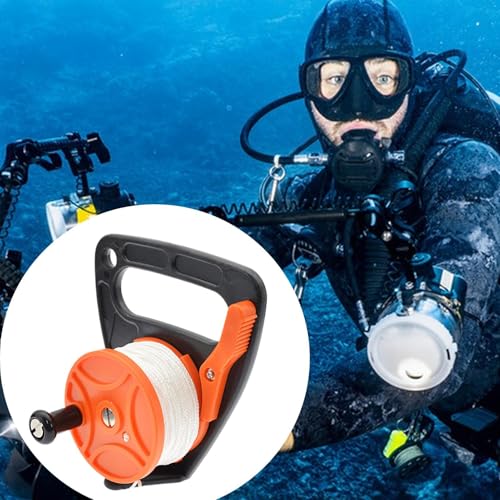 Carrete de buceo compacto con cuerda de alta visibilidad para kayak 4