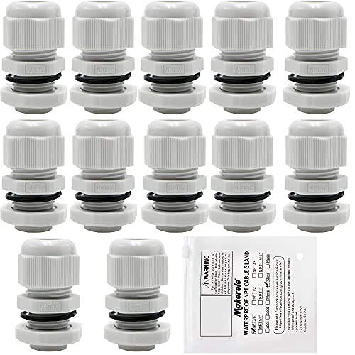 Presse-étoupe étanche IP68 MAKERELE lot de 12 connecteurs nylon gris NPT anti-traction 9.5mm