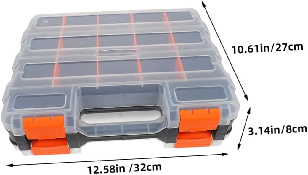 Plastic Tool Parts Box with Compartments, Lid for Small Items