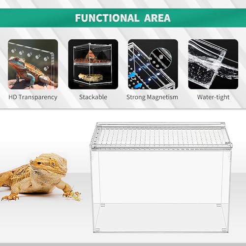 Kakooti A02-1-US Reptile Terrarium Kit,11 Inch*6 Inch*8 Inch Reptile Breeding Box, Magnetic Acrylic Enclosure,For Tarantula,Hermit Crab,Jumping Spider,Iguana,Leopard Gecko,Bearded Dragon thumb #2