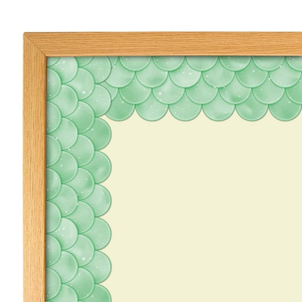 Idhadkc 20M Ombre Green Scallops Bulletin Board Borders Rainbow Straight Borders Classroom or Home School Decoration - Image 4