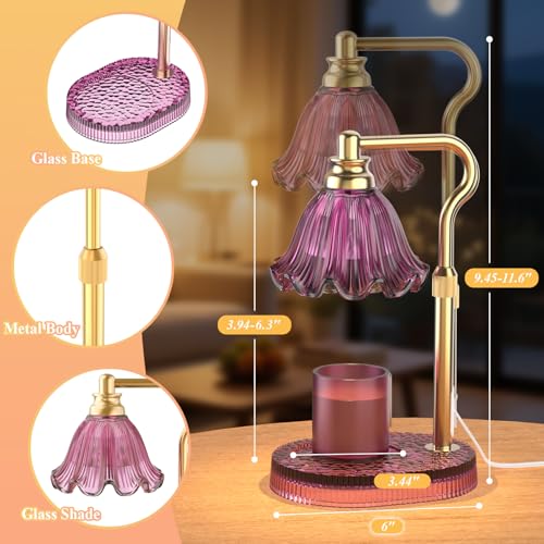 Miniatura 2 de Wyghyronic Lámpara Calentadora De Velas Con Altura Ajustable - Calentador De Cera Regulable De 4 Niveles Sin Llama, Función De Temporizador Y Diseño Elegante En Múltiples Colores Rosa