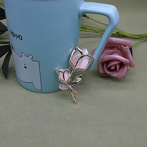 Image of Created Crystal Brooch Crystal Rhinestone Rose Flower Fashion Pin Gift Women Girls Rose Gold