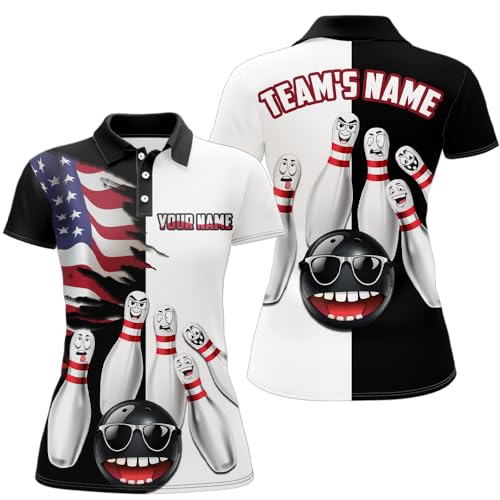 American Flag Bowling Jersey for Men Women Custom Polo & Quarter-Zip Bowling Shirt Patriotic Bowling Shirt for Team2