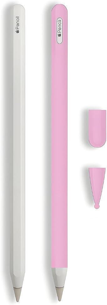 Silicone Case for Apple Pencil Pro & Apple Pencil 2nd Generation, Light Pen Skin Cover Sleeve Accessories Soft Protective iPad Pencil Grip Holder with 2 Nib Covers, Pink
