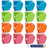 【 Vielseitige Anwendungen 】Solide und farbig, Praktische Kombination von Magnete und Clip, eine optimale schöne Lösung für hängende Fotos, Zeichnungen, Notizen und liegende Kreide, Stifte am Tafel. Im Haus, Büro und Schule Vielseitig Verwendbar!