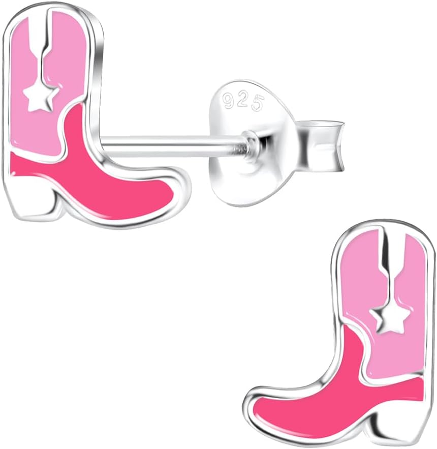 ICYROSE 925 Sterling Silver Cowboy Boot Little Dainty Stud Earrings for Small Earlobe or Second,Third Ear Piercings (Nickel Free)15589 16955 16956 29610