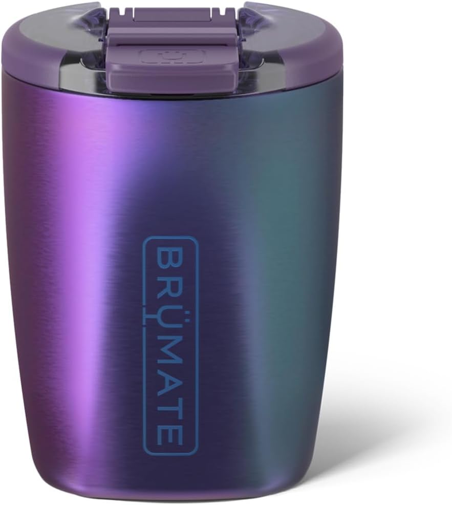 BrüMate Rocks 12oz Insulated Lowball Whiskey Tumbler | 100% Leakproof Locking Lid | Insulated Stainless Steel Whiskey Glass | Perfect for at Home, Camping or Travel | BPA-Free (Dark Aura)