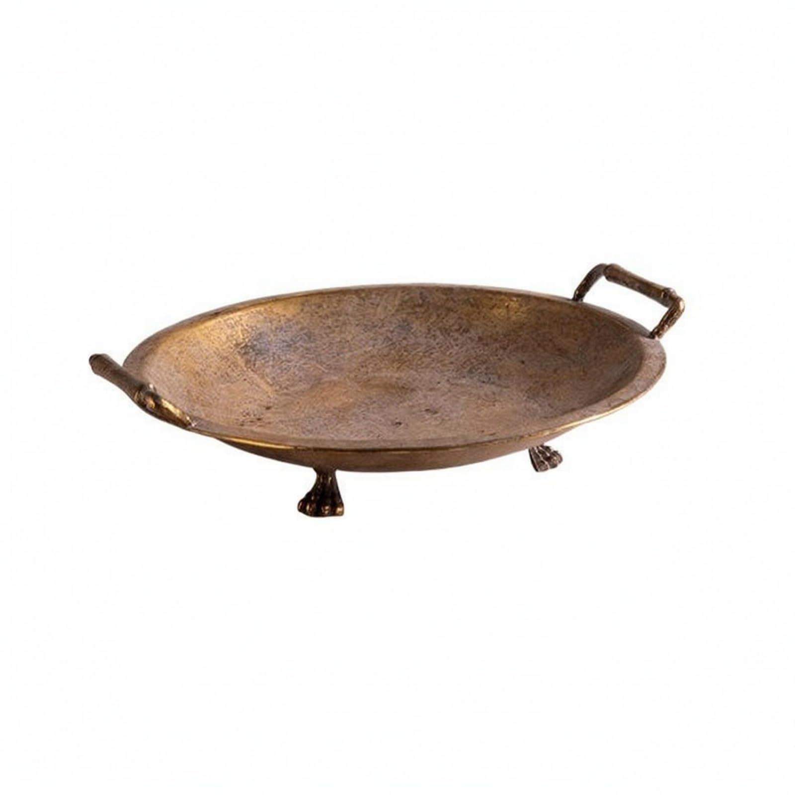 Dekorativer Servierteller Vintage Metall Tablett Display Ablage Eisen mit Seitengriffen Und Fußbasis Antiker Charme für Essbereich Küche Bar Geeignet, Groß