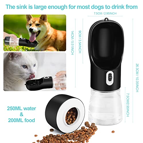Dog Travel Water Bottle,Portable Dog Water Bottle Pet Drinking Bottle Drink Cup Dish Bowl Dispenser For Walking Traveling Hiking, Multifunctional Outdoor Water&Food Bowl For Dogs And Cats（Black） #TOP2