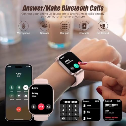 Image of Smart Watch, 2.01 inch HD Touchscreen Fitness Tracker with Bluetooth Calling, 120+ Sports Modes, 24 /7 Heart Rate Sleep Monitor, IP67 Waterproof Smartwatch Compatible with iOS Android (Pink)