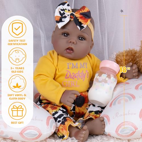 Milidool Muñeca Reborn Bebé Realista Negra 18 Pulgadas miniatura 4