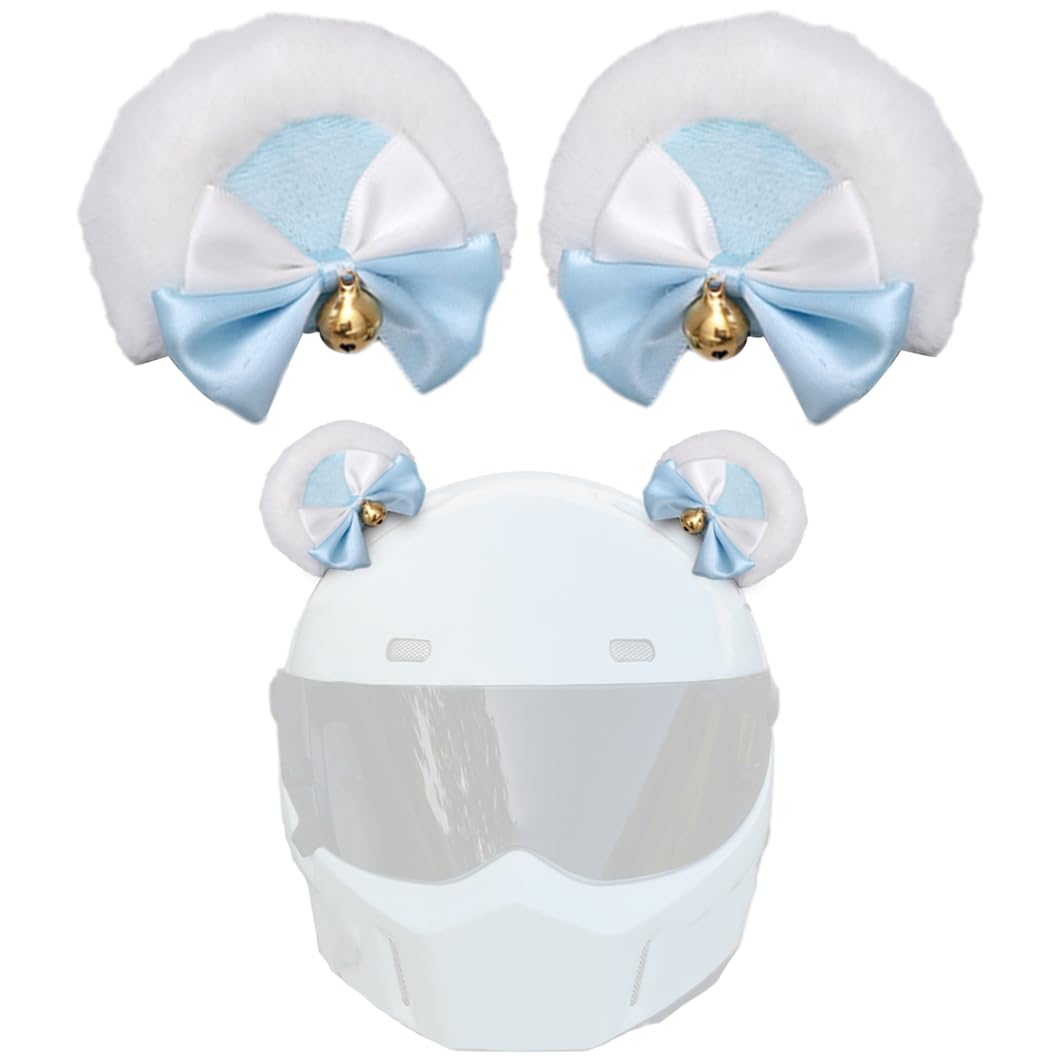 2 PCS Simple Bear Ears Helmet Decor Helmet Horns Helmet Accessories for Ski Motorcycle Snowboard Helmet White Blue