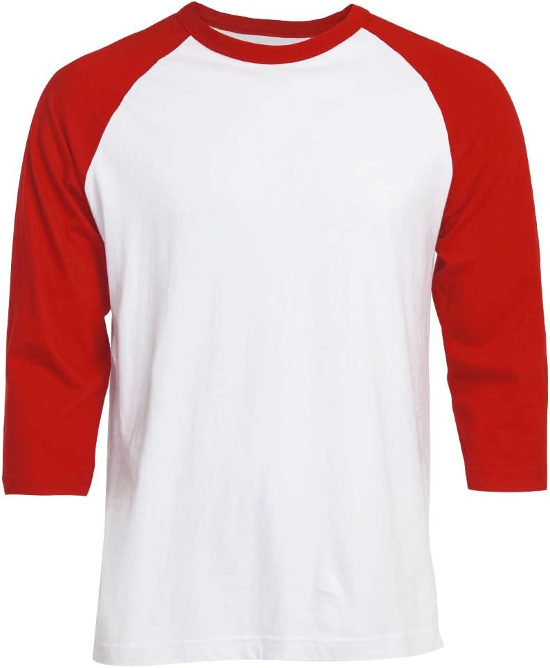 CottonbellMen's 3/4 Sleeve Raglan Cotton Baseball Tee Shirt
