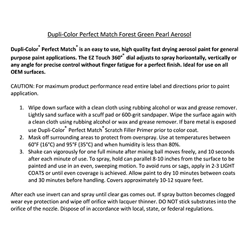 Image of Dupli-Color EBCC04237 Perfect Match Automotive Spray Paint - Chrysler Forest Green Pearl, PG8 - 8 oz. Aerosol Can