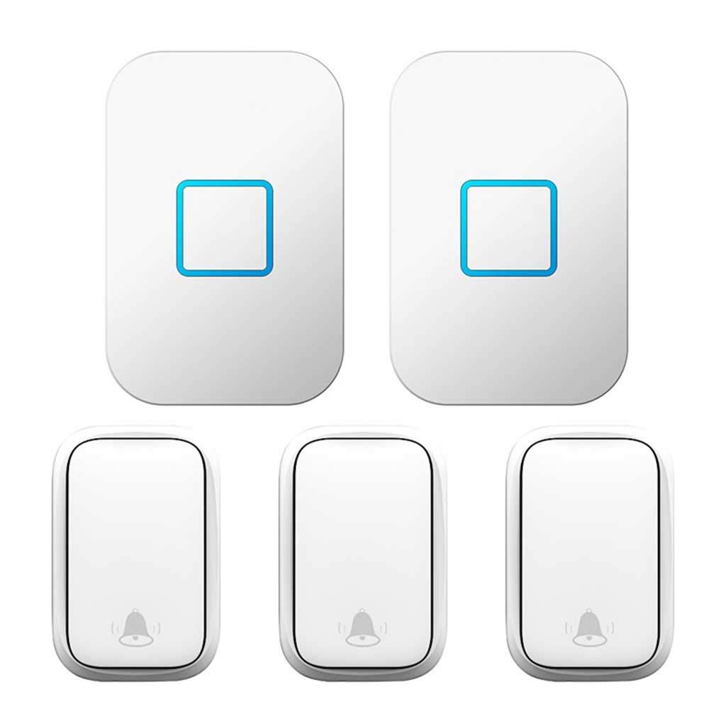 Timbres, Timbre inalámbrico resistente al agua con 60 canciones, 5 niveles de volumen, flash LED, alcance 150 m, paquete, blanco y negro(White)