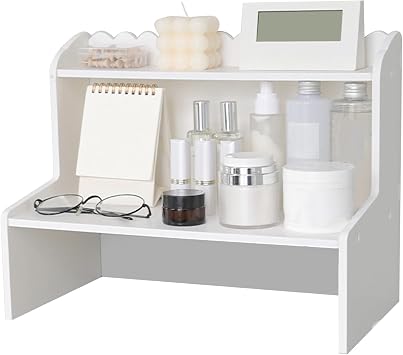 Desktop Wood Display Shelf, Wood Desktop Storage Rack, Desk Multi Layer Storage Rack Mini Bookshelf Cosmetics Organizer M315 X 180mm / 12.4 X 7.09in