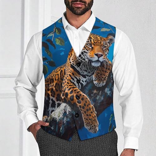 Leopard on Tree Novelty Men's Suit Vest Casual Formal Dress Vests Business Waistcoat2