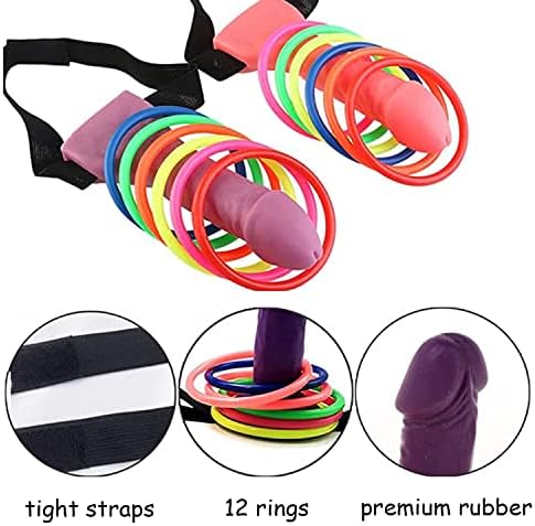 2Pcs Bachelorette Party Favor Night Party Ring Toss Game Party Games Hen Girls Night Novelty Props Adult Simulation Shaped Toss Game