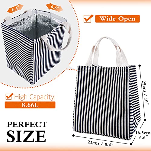 Daixers Lunch Bag Insulated Lunch Box for Women Men,Reusable Adult Lunch Tote Bags for Work or Travel (Striped Blue) by Daixers - Image 2