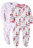 Marquebaby Pink Flowers Baby Girl Footed Onesie - Zip Front Rompers 18 Months