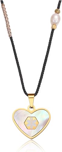 Collar de alerta médica personalizado para mujeres y niñas, chapado en oro, joyería de identificación médica, grabado gratis, colgante de carcasa de