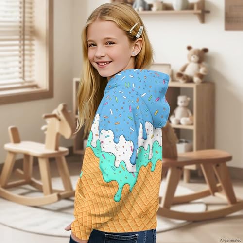 Image of Coloranimal Unisex Girls and Boys Long Sleeve Hoodies Hoody Athletic Pullover Sweatshirts Tops Age 6-16year