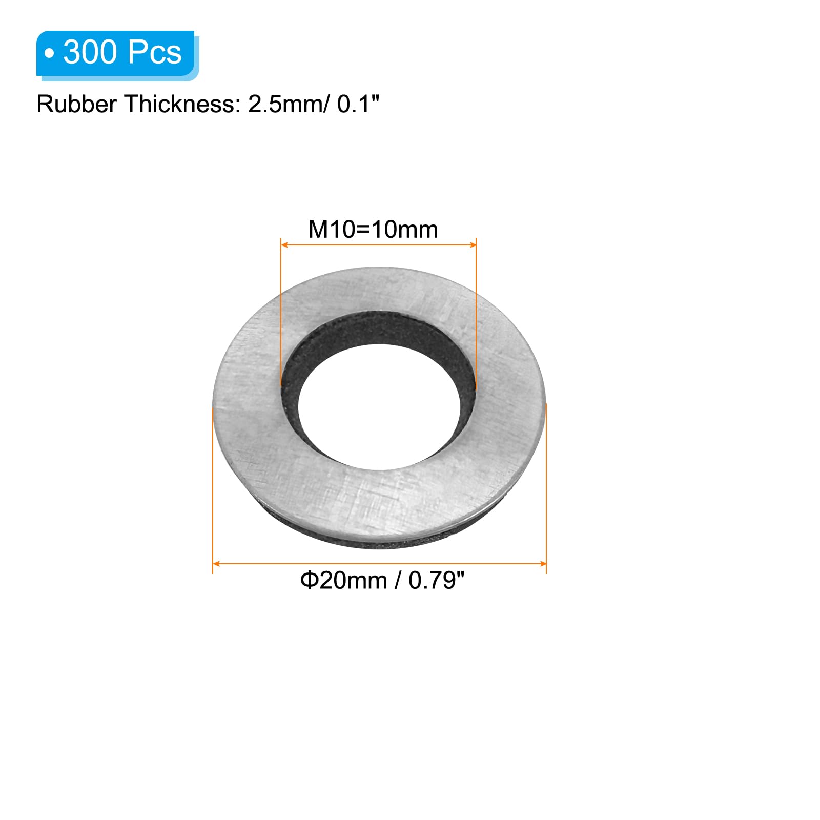 PATIKIL 3/8"x25/32" EPDM Bonded Sealing Washers - Image 2