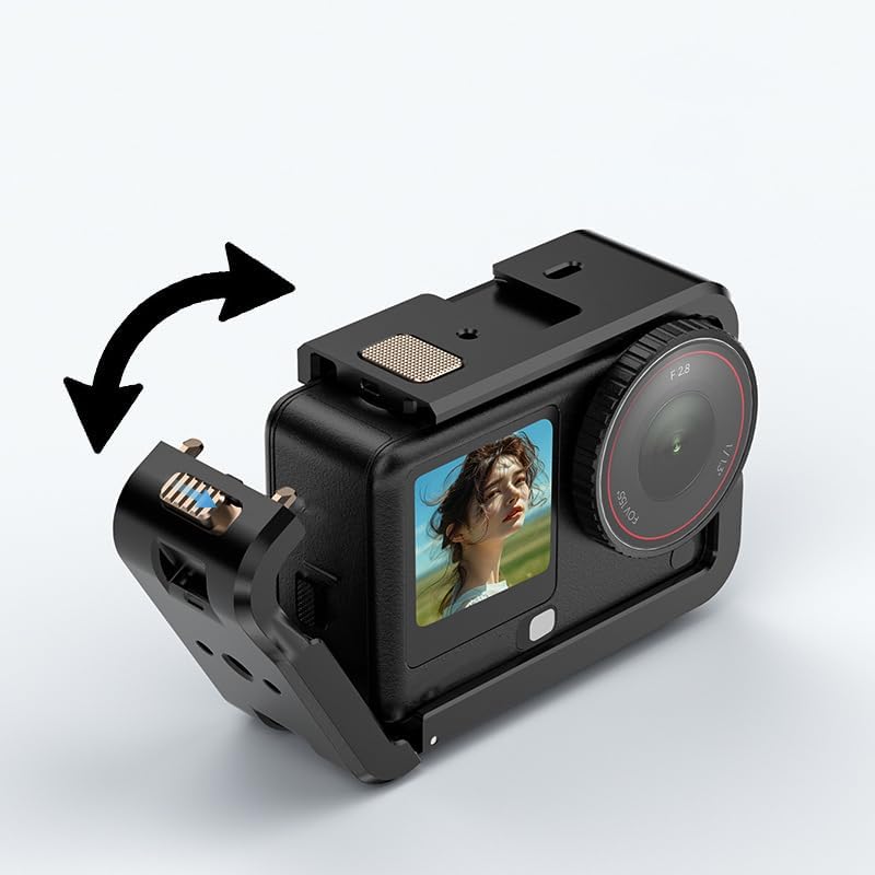 Aluminum Alloy Camera Cage Compatible with DJI Osmo Action 6 Camera, Protective Frame with Cold Shoe & 1/4 Thread Holes