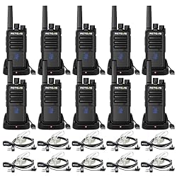 Retevis RT668H Walkie-Talkie Profesional, Walkie T...: Walkie talkie con pantalla; la pantalla está oculta en una robusta carcasa que no desmerece el aspecto del walkie talkie y evita que la pantalla se rompa si la radio se cae accidentalmente; la pantalla facilita la comprobación del canal y el nivel de...