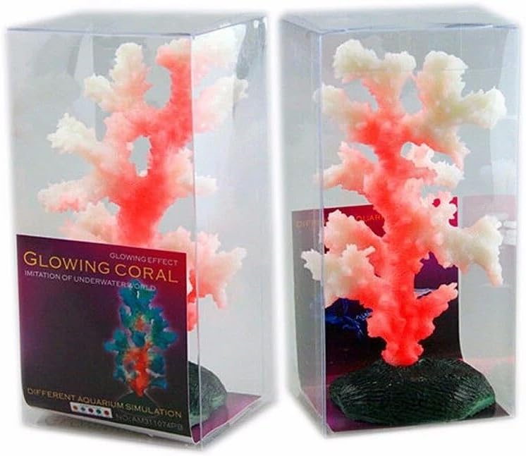 HEPBAK 1pc Glowing Coral Beautiful Aquarium Decoration Landscape Ornaments Home Garden Fish Aquatic Pet Supplies Silica Gel Sea Coral (Color: Silver)