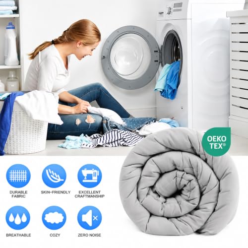 Image of EASELAND California King Down Alternative Comforter, Light Grey, 96x104 | Quilted Duvet Insert for All Seasons, Soft Lightweight Bedding with Corner Tabs, Breathable Machine Washable Hotel Quality