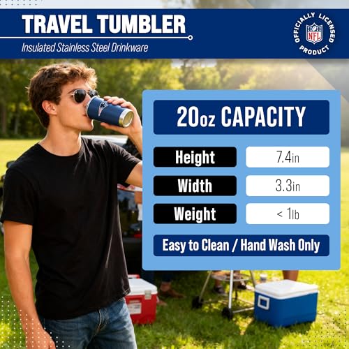 Image of New England Patriots NFL 20oz Stainless Steel Insulated Tumbler, Slider Lid | Officially licensed Patriots drinkware; double-wall vacuum construction; cupholder compatible; BPA-free; hand wash only
