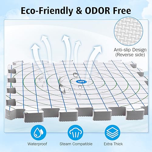 Image of Yiitoll Blocking Mats for Knitting, Extra Thick Knitting Blocking Mats with Grid Radial Lines, 9 Packs Crochet Blocking Board Includes 20 Blocking Comb Pins 100 T-pins and Storage Bag