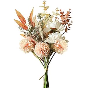 KIRIFLY Artificial Fake Flowers Plants Silk Flower Arrangements Wedding Bouquets Decorations Plastic Floral Table Centerpieces for Home Kitchen Garden Party Décor (Champagne)