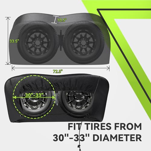 Image of RVMATE RV Tire Covers, Dual Axle Wheel Cover (1 Pack) Fits 30 inch-33 inch Diameter Tires, Waterproof Anti-UV Black Dual Tire Covers RV Accessories