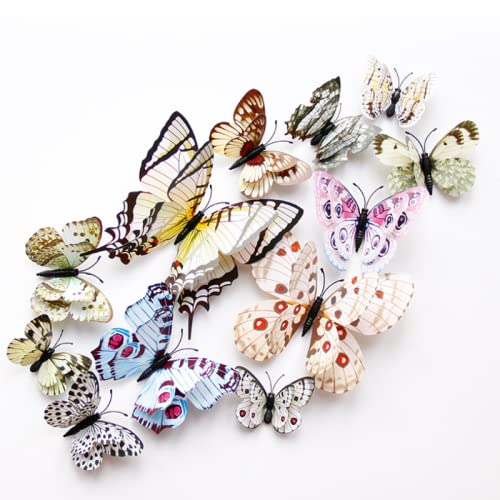 Image of JAAMSO ROYALS Multicolor 3D Magnet Butterfly Wall Stickers for Decoration, Wall Decor Items (Set of 12)-Self-Adhesive