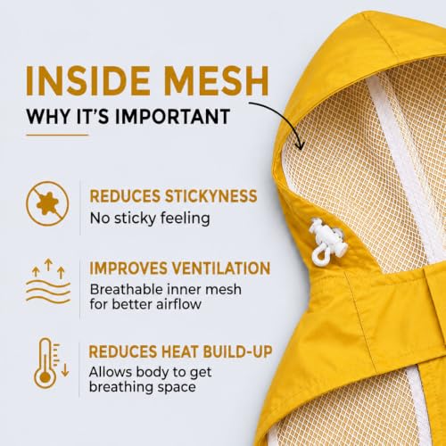 Image of Mutt of Course Waterproof Dog Raincoat with Hood & Mesh Lining | Collar & Harness Leash Opening Yellow (S)