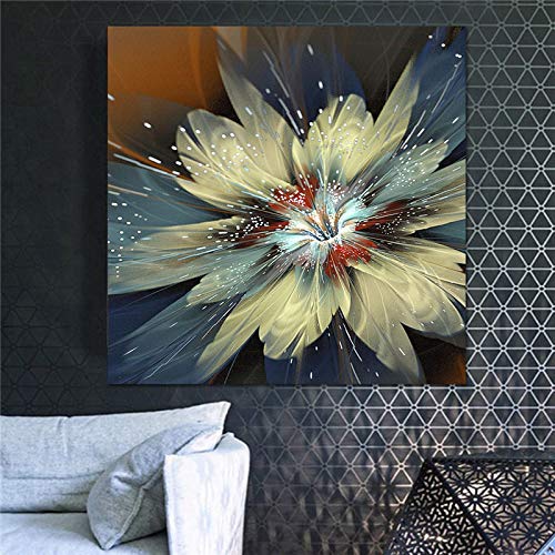 Arte de pared moderno con cuadro de pintura de flores doradas 40x40cm 2