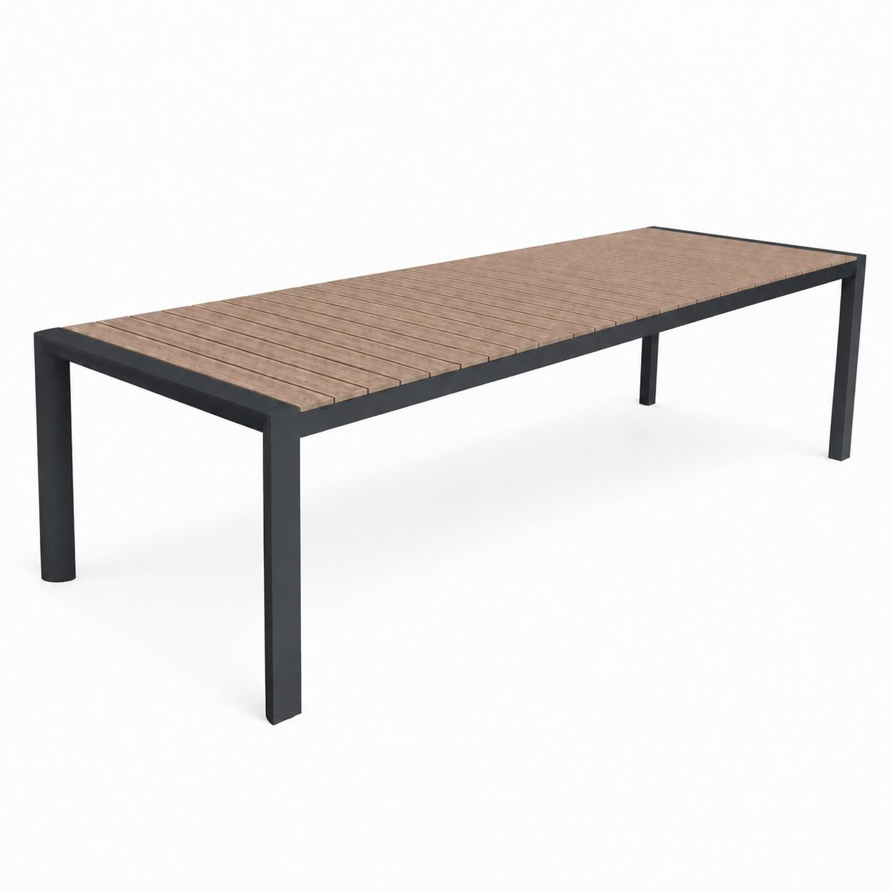 Totò Piccinni Tavolo GELSO Allungabile 223,5/293 cm Alluminio e Effetto Legno (Antracite)