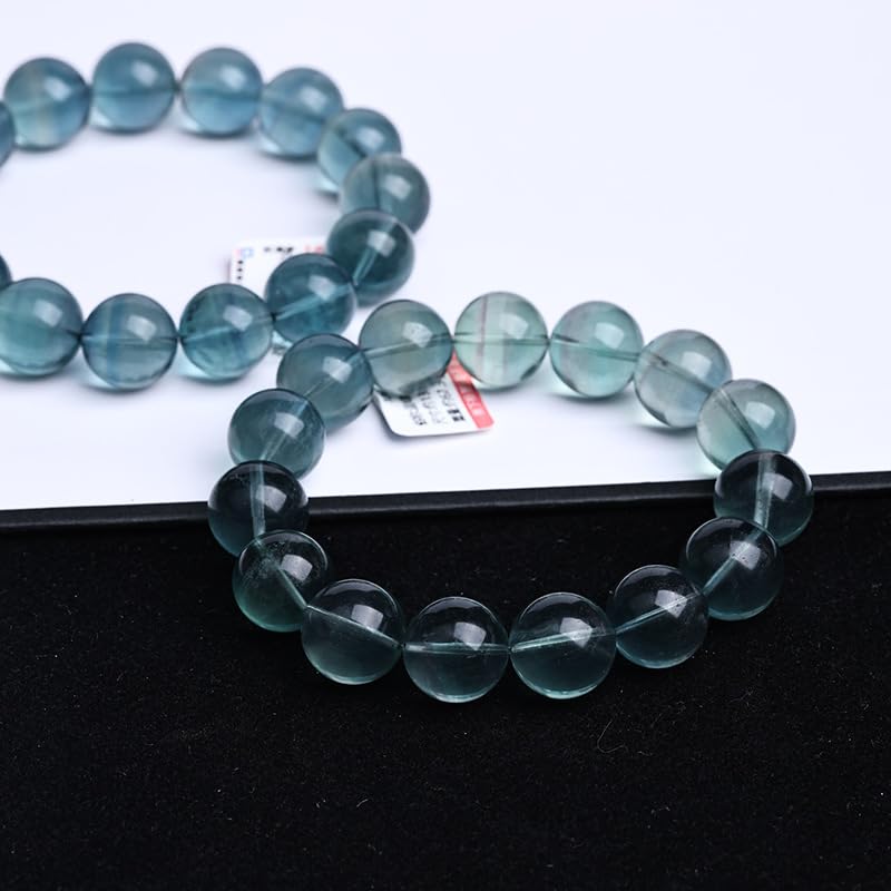 NIBHZ Bracciale a Filo Singolo con Fluorite Blu-Verde. Cristallo Bicolore | Bracciale con perline rotonde di agata per donna e uomo Bracciale elasticizzato con perline di pietre preziose lucide