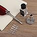 JTLB English Calligraphy Feather Dip Quill Pen Writing Ink Set Stationery Gift Box with 5 Nibs (Red)