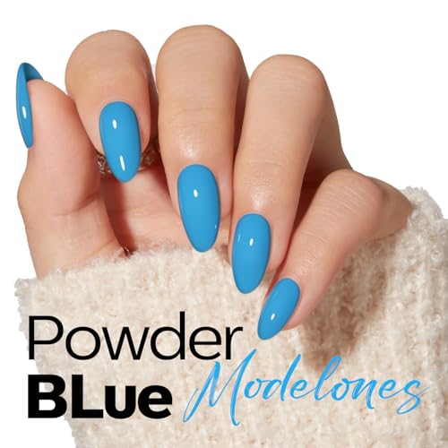 Image of modelones Sky Blue Gel Nail Polish Powder Blue Gel Polish Soak Off Pastel Nail Polish Gel Nail Art Salon Manicure 15 ML