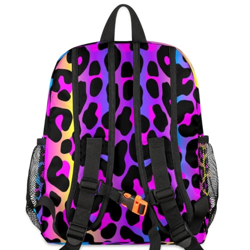 Leopard Rainbow Toddler Backpack for Little Girls Preschool Kindergarten Small Cheetah Backpack Lightweight Bookbag Waterproof Mini Travel PreSchool Student Bookbags3