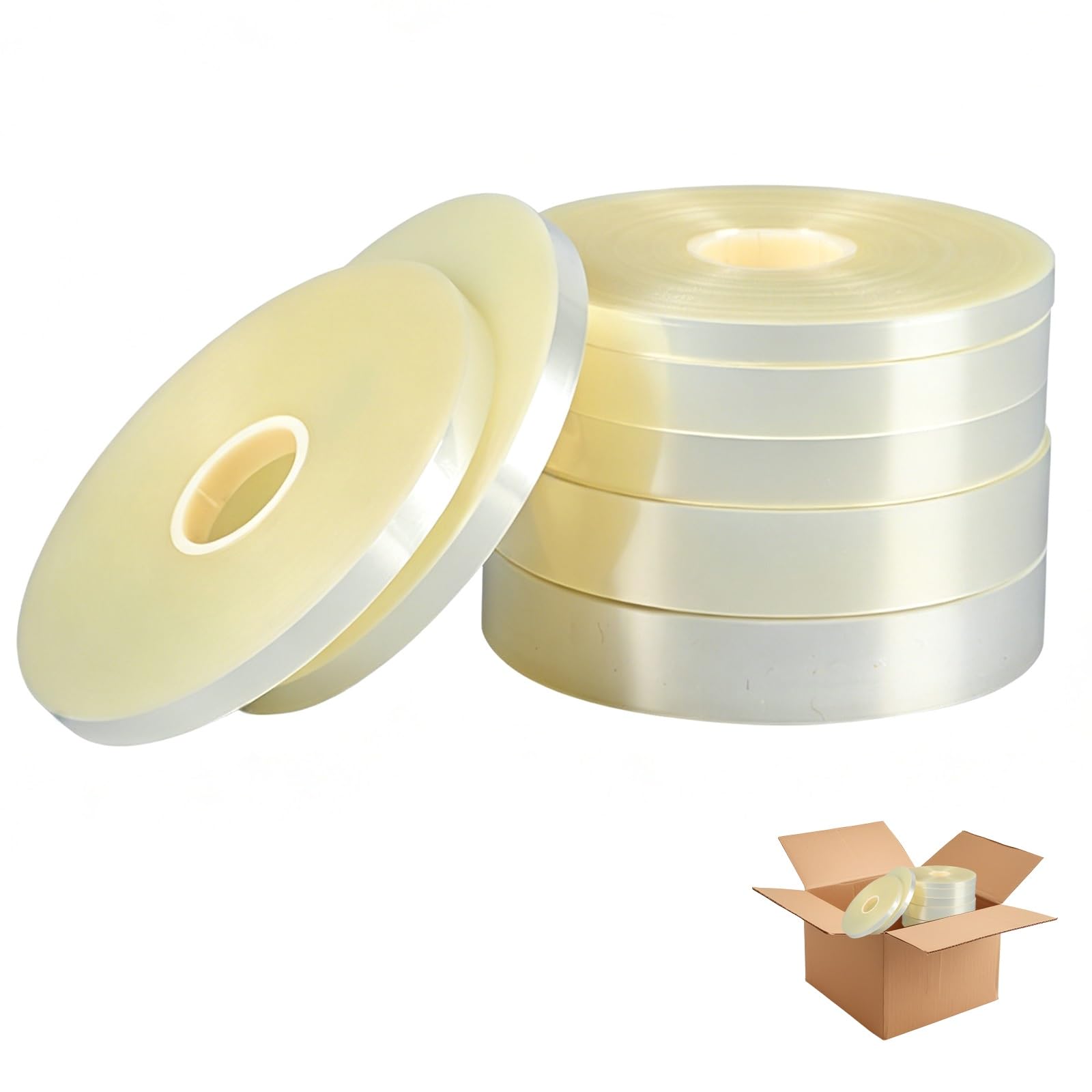 Senodon One Color Fast-Feed Opp Produce Tape For Automatic Tying Machines, Reliable Binding Film For Cilantro, Spinach & Fresh Herbs Retail Packaging(1.2Cm 150M 100 Rolls)
