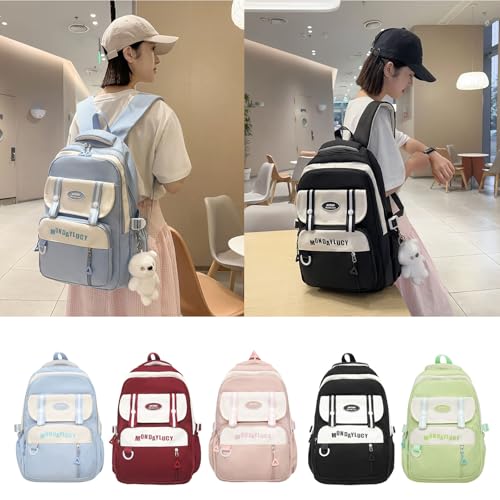 Sac décontracté en nylon contrasté avec grand compartiment ordinateur
