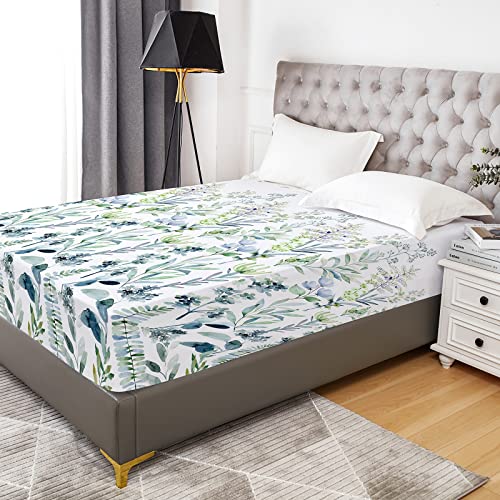 Yiyea Fitted Sheet Full - Floral Print -100% Brushed Microfiber 1800 Thread Egyptian Quality Full Size Fitted Sheet Only - Ultra Soft - 16" Deep Pocket - Shrinkage & Fade Resistant (Full) #TOP6