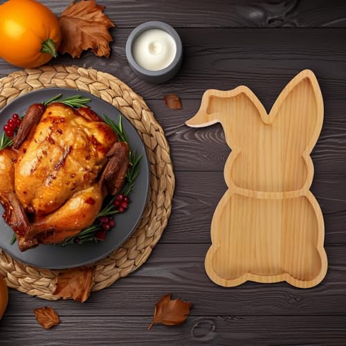 Bandeja de madera de conejo grande Abaodam para servir aperitivos 5